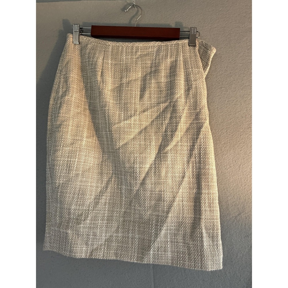 Calvin Klein Skirt Womens 10P Beige Tweed Pencil‎ Knee Length Lined Work Career